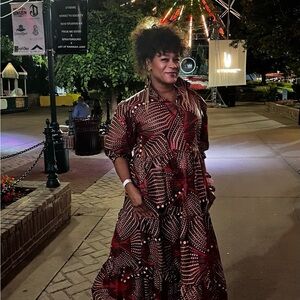 The Oula Company Balloon Sleeve Tiered Cotton Maxi Dress